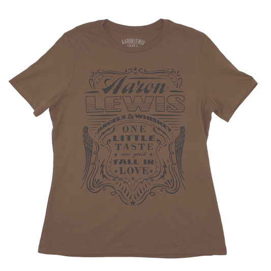 Ladies Angels and Whiskey Tee (Vintage Brown)