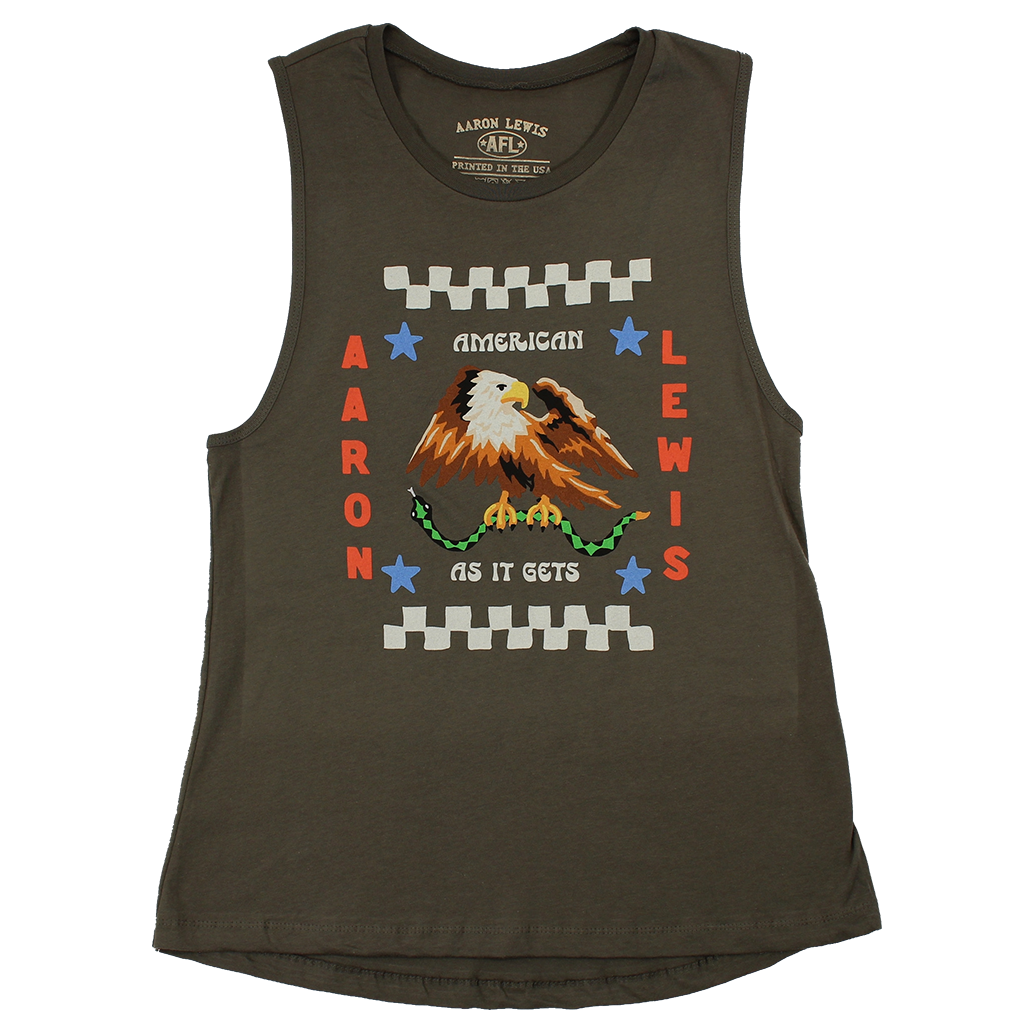 Aaron Lewis Ladies American As It Gets Tank Top (Military Green)