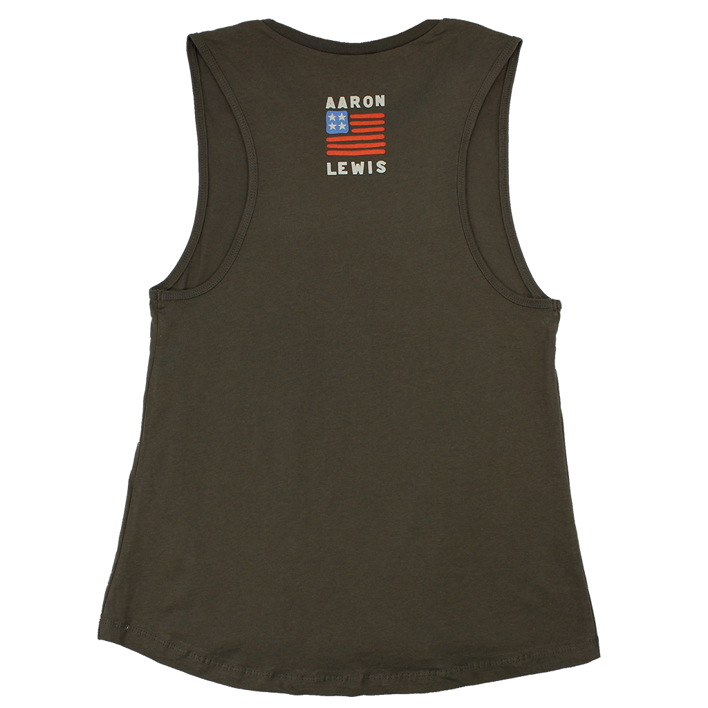 Aaron Lewis Ladies American As It Gets Tank Top (Military Green)