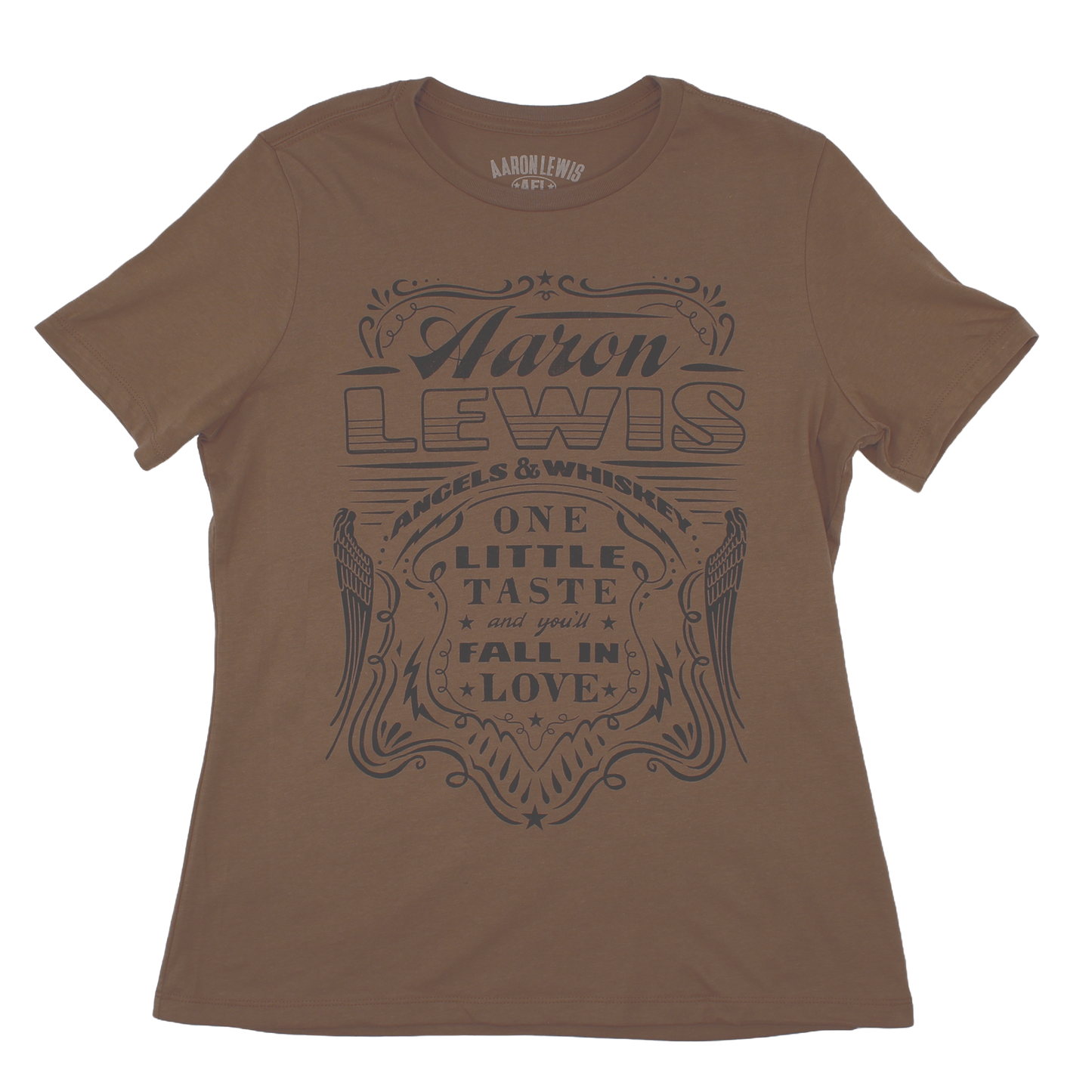 Ladies Angels and Whiskey Tee (Vintage Brown)
