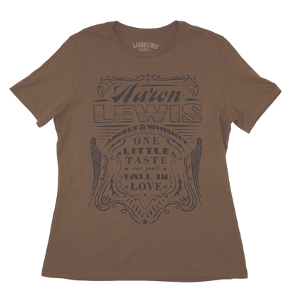Ladies Angels and Whiskey Tee (Vintage Brown)