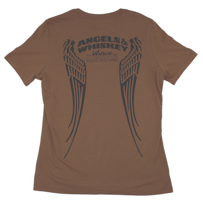 Ladies Angels and Whiskey Tee (Vintage Brown)