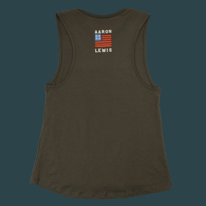 Ladies American As It Gets Tank Top (Military Green)