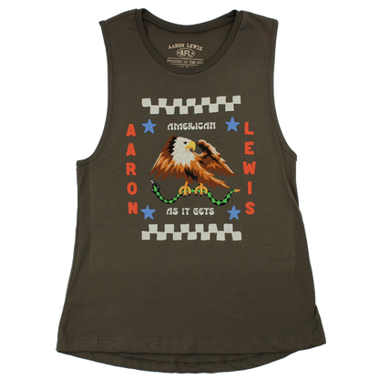 Aaron Lewis Ladies American As It Gets Tank Top (Military Green)