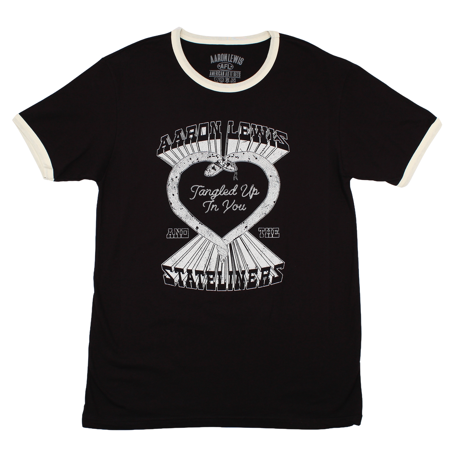 Tangled Up In You - Ladies Ringer Tee (Black/White)