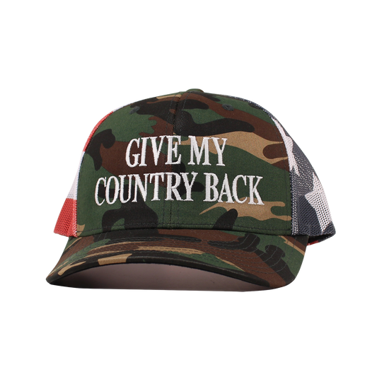 Give My Country Back Hat (Camo w/ Red, White, and Blue)