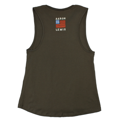 Aaron Lewis Ladies American As It Gets Tank Top (Military Green)